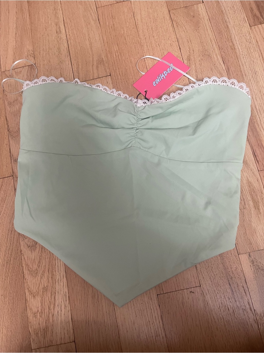 Mint Lace-Trim Strapless Camisole
